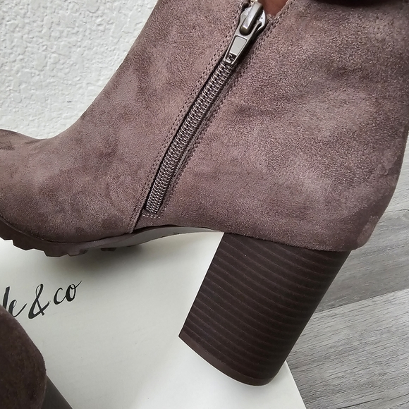 Style & Co Women Block Heel Ankle Booties Idee Size US 9.5M Brown Faux Suede - Picture 8 of 11
